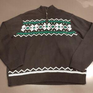Chaps Quarter-Zip Cotton Sweater | Fair Isle Knit | XL
